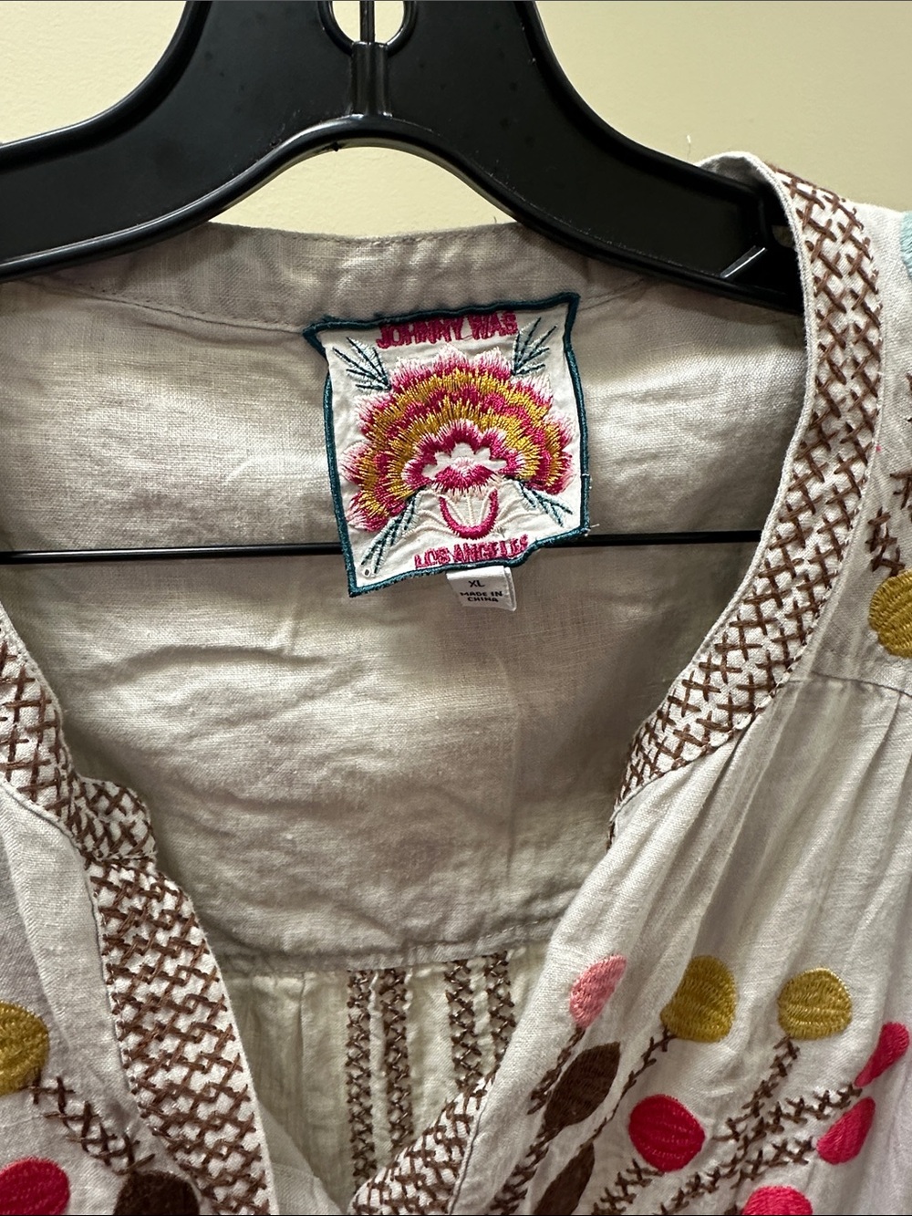 Johnny Was White Mini Dress with Multicolor Floral Embroidery - Picture 2 of 3